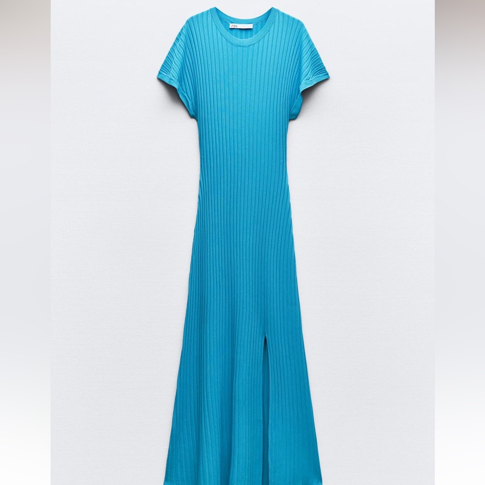 Aqua blue knit dress